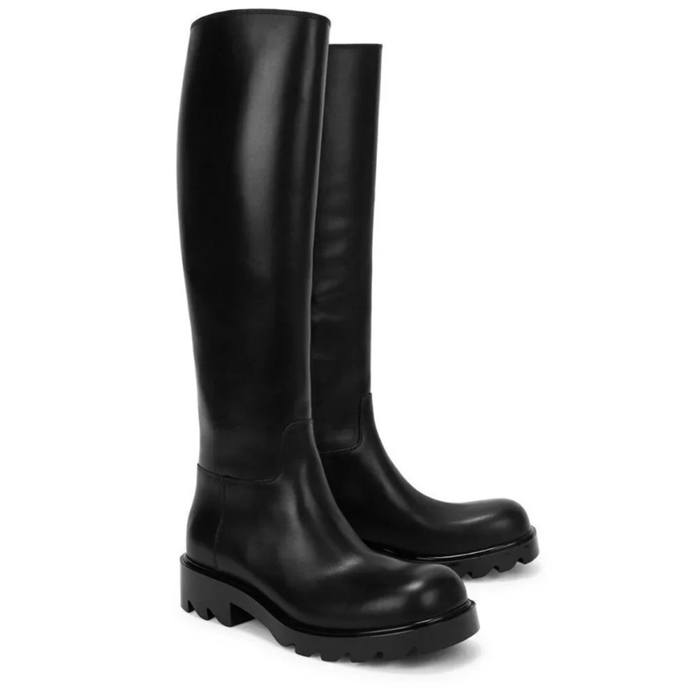 Bottega Veneta Strut Leather Knee High Boots in Black 39.5 With Box Womens
